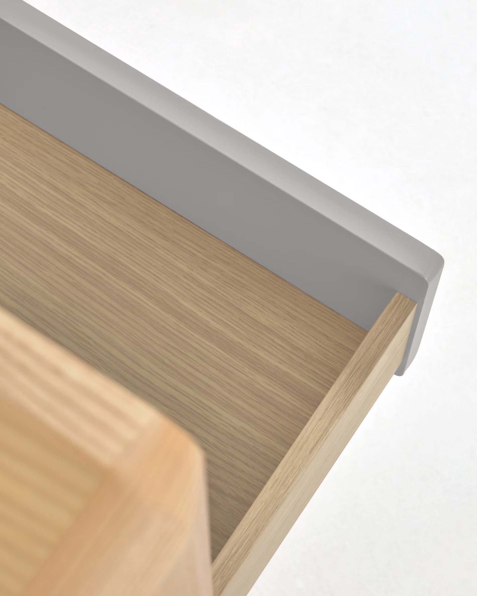 Ladekast ANIELLE lichtgrijs met hout