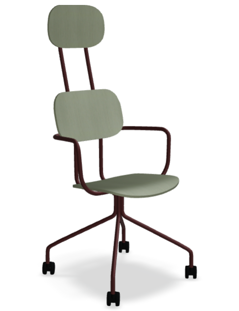 Bureau stoel met hoofdkussen NEW SCHOOL bordeaux basis met wielen