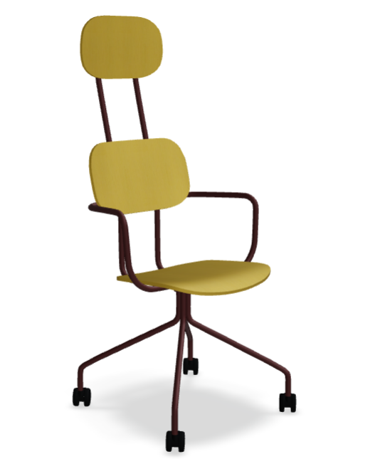 Bureau stoel met hoofdkussen NEW SCHOOL bordeaux basis met wielen