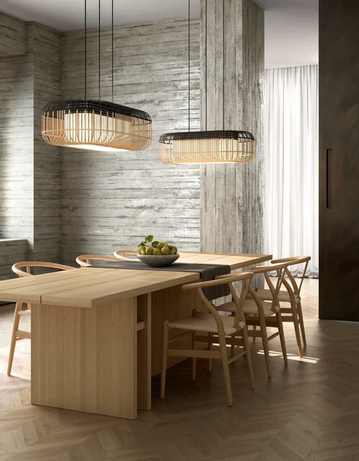 Ovale hanglamp BAMBOO zwart