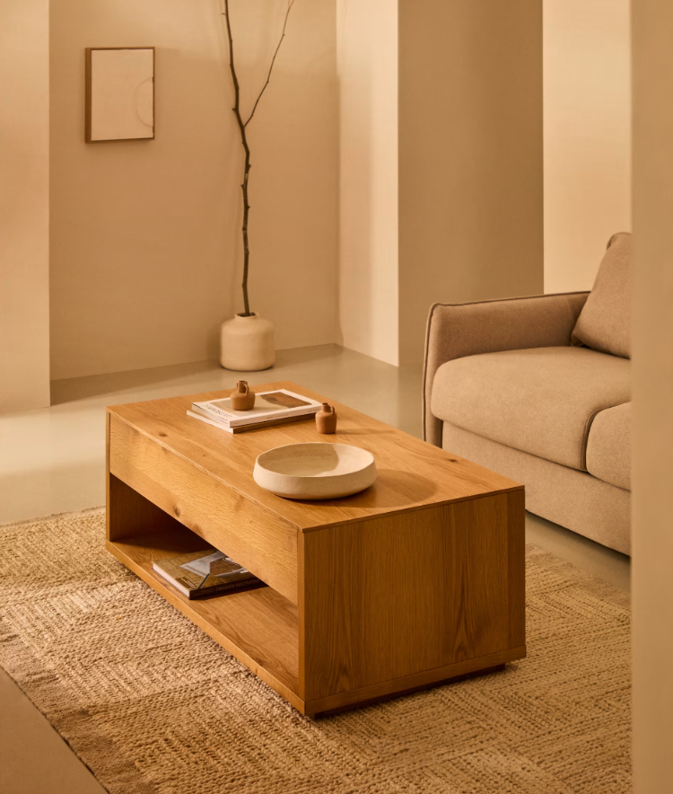 Algumea -Kaffeetisch Eichenfurnier