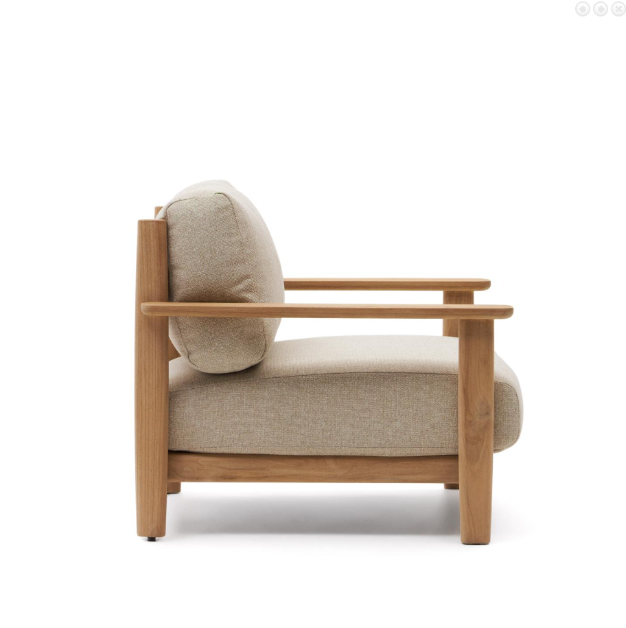 Beige TIRANT fauteuil met houten basis