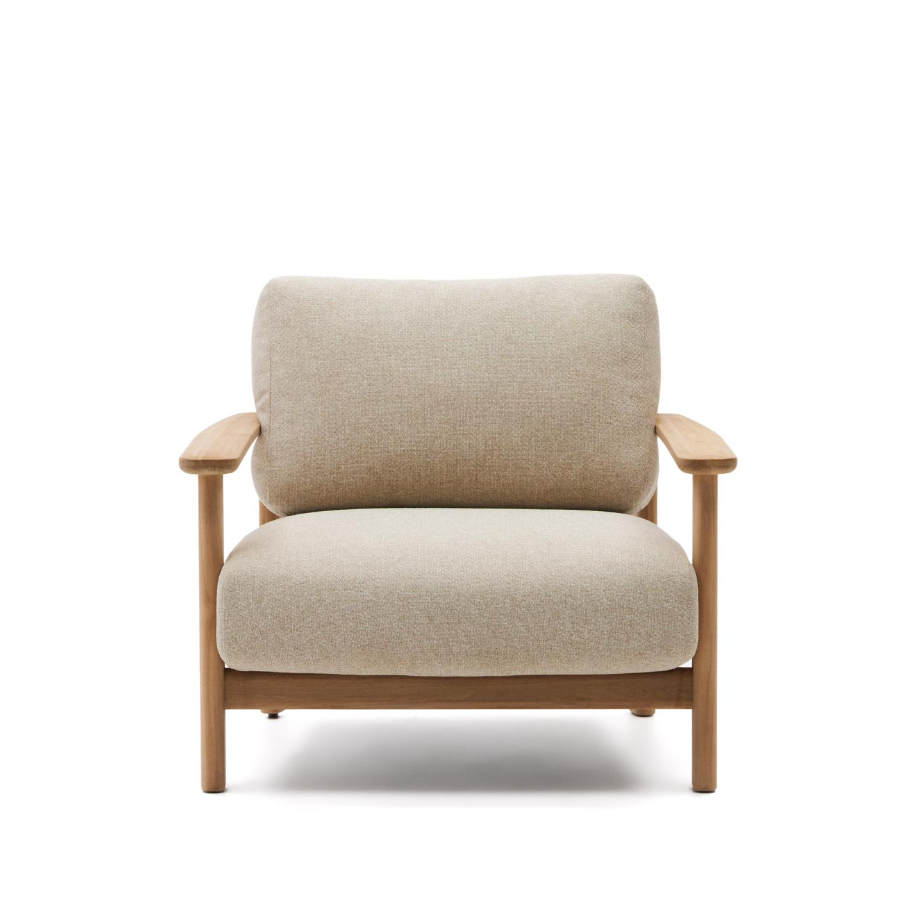 Beige TIRANT fauteuil met houten basis
