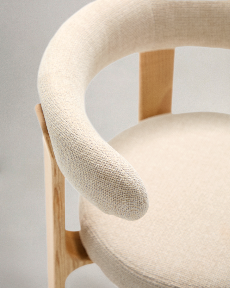 Stoel GRANITE beige chenille met essen basis