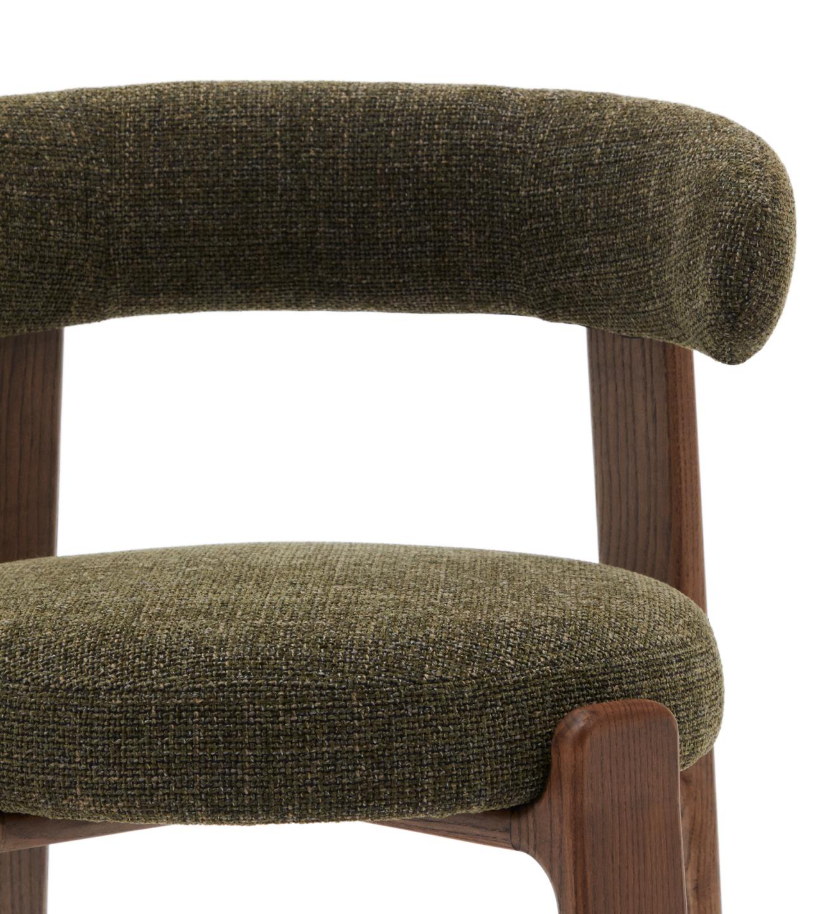 GRANITE chair in green chenille with a dark ash base