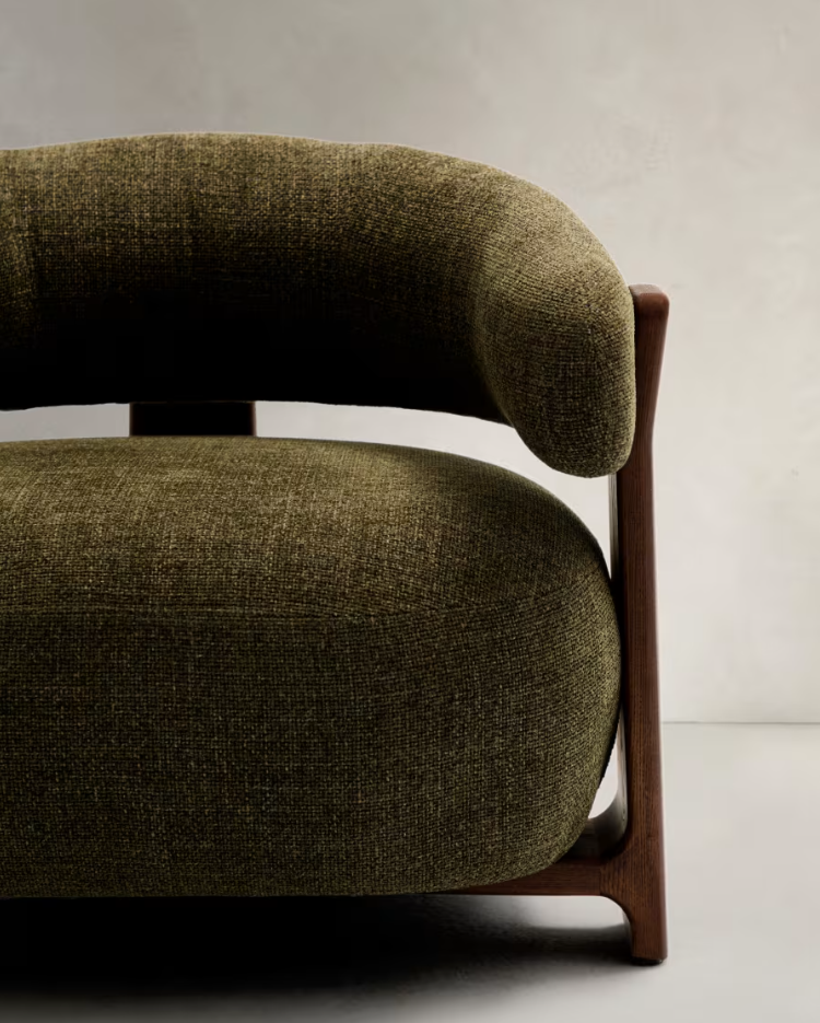 Sessel GRANITE grün mit dunklem Eschenfuß