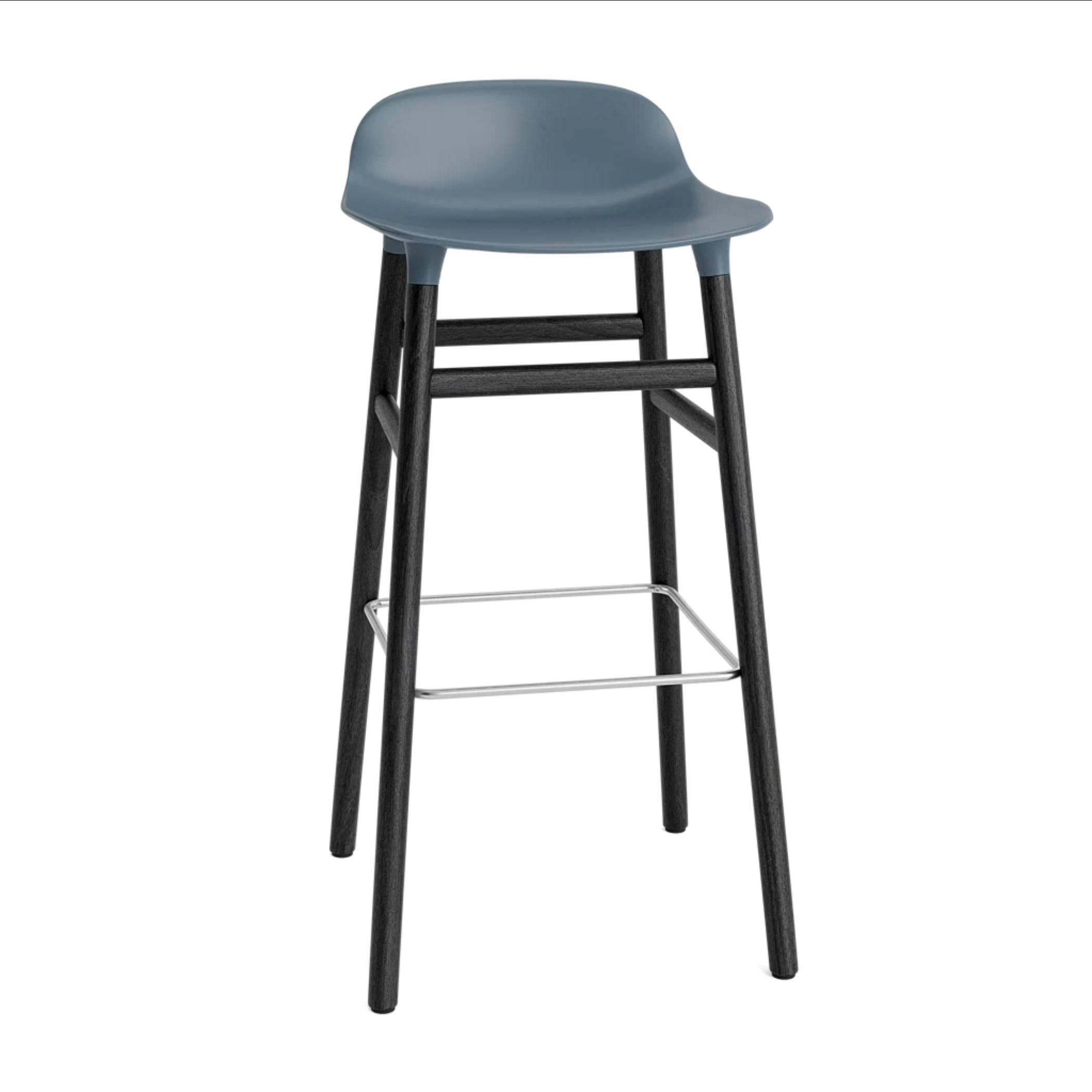 Hocker FORM zeeblauw met zwarte eiken basis
