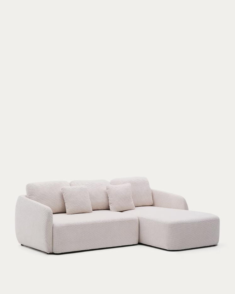 Right-sided corner sofa bed for 3 people LAIRA ecru