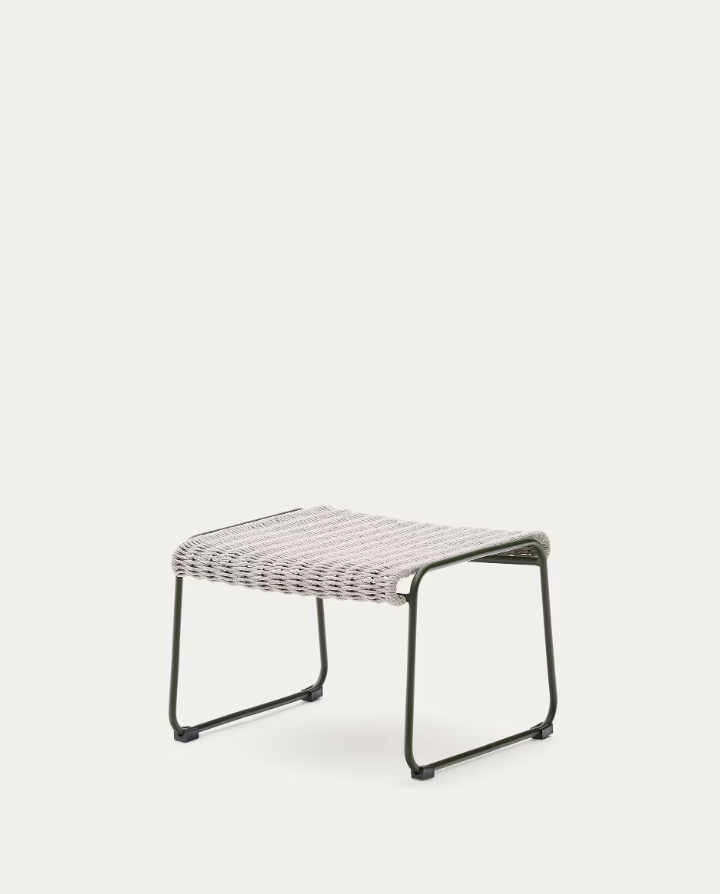 Buitenpoef MAURINA grijs met groene stalen basis