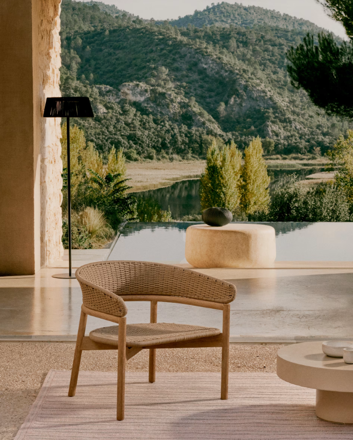 Buitenfauteuil ARINELLA lite acaciahout met beige touw