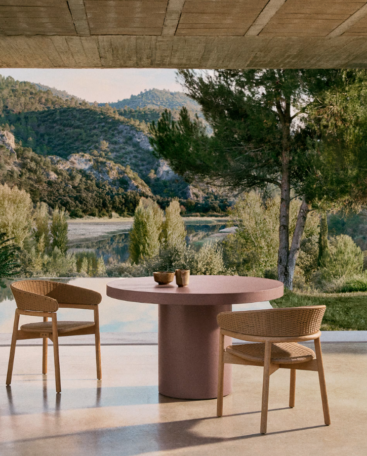 Arinella external chair solid acacia wood with a beige rope