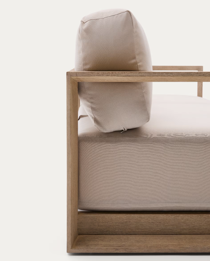 Buitenbank 3-zits AMBRA acaciahout met een crèmekleurige zitting