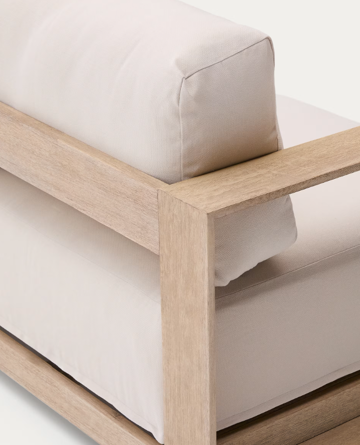 Buitenbank 3-zits AMBRA acaciahout met een crèmekleurige zitting