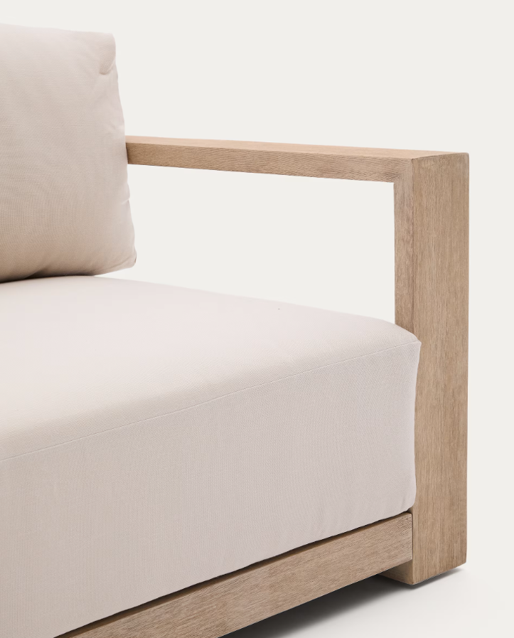 Buitenbank 3-zits AMBRA acaciahout met een crèmekleurige zitting