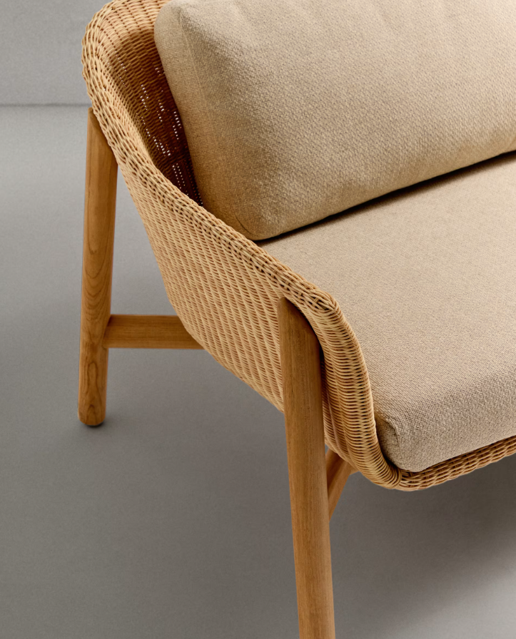 3-zits buitenbank GALEA van teakhout en riet