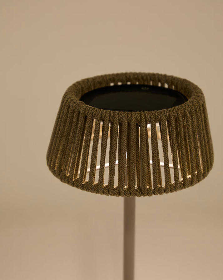 Portable lamp aldet brown-gray rope