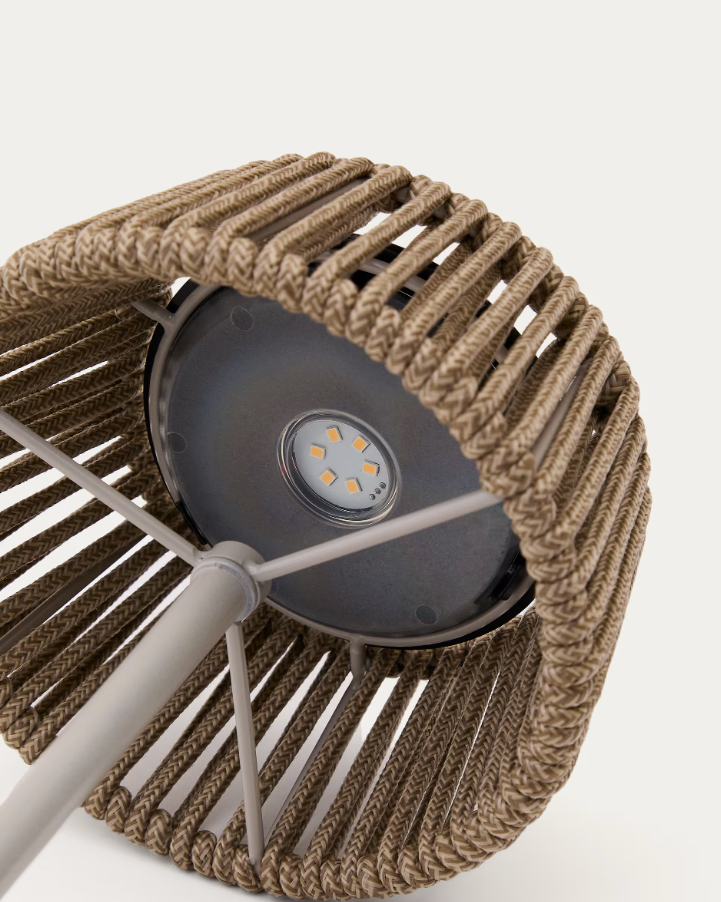 Portable lamp aldet brown-gray rope