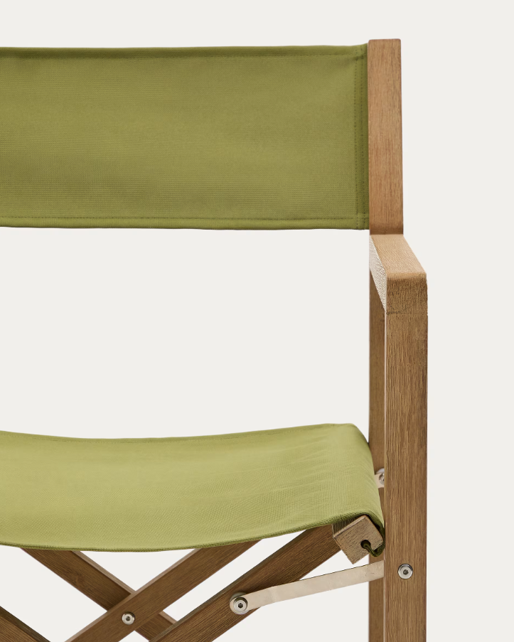 VILARA groene opvouwbare stoel voor buiten met acaciahouten basis