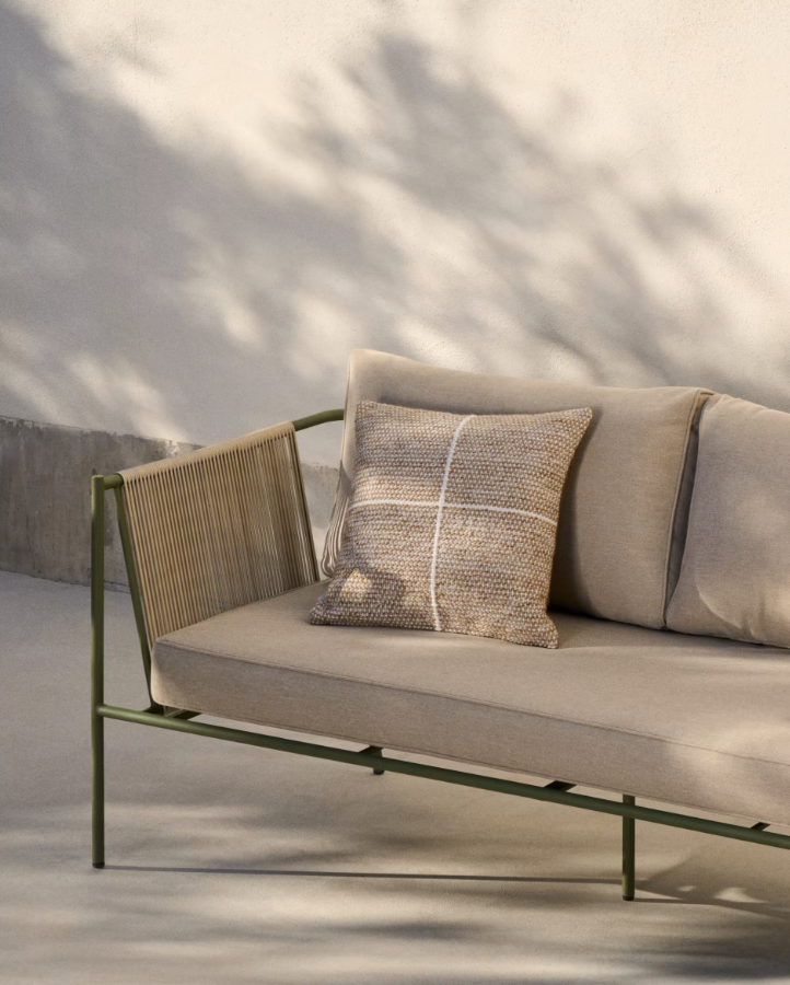 Zivia écru Außensofa mit einer Stahlbasis