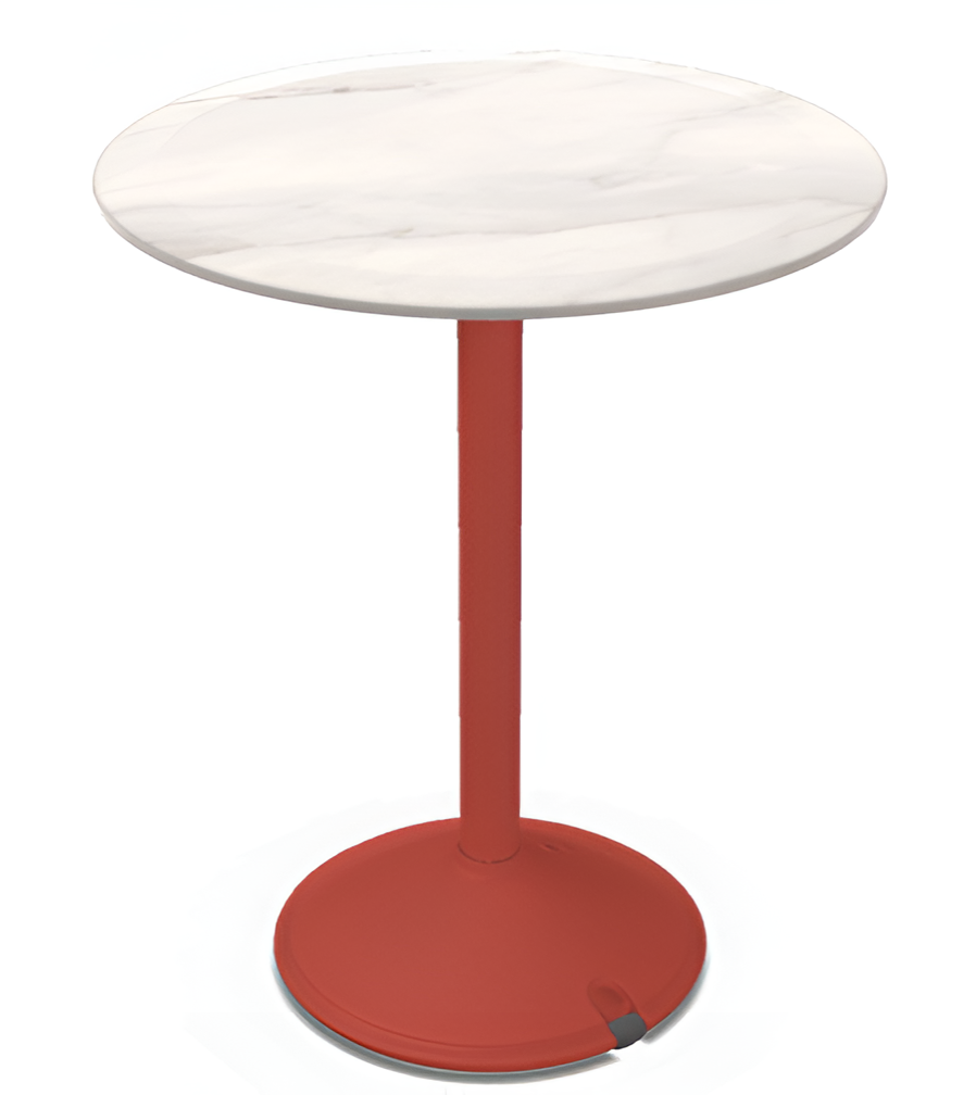 BRUT runder Tisch, rotes Gestell