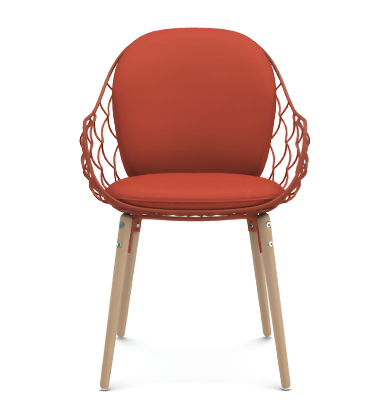 Stoel PIÑA rood met essen basis