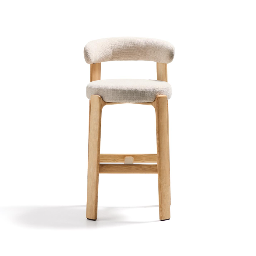 Hocker GRANITE beige chenille met essen basis