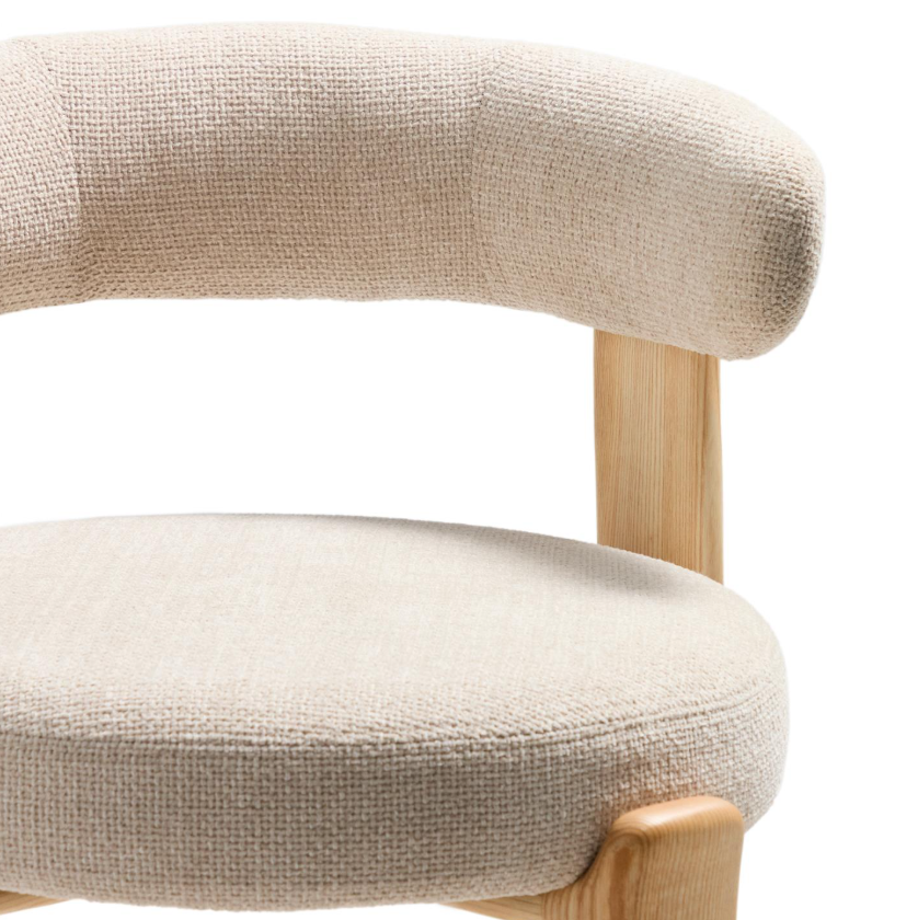 Hocker GRANITE beige chenille met essen basis