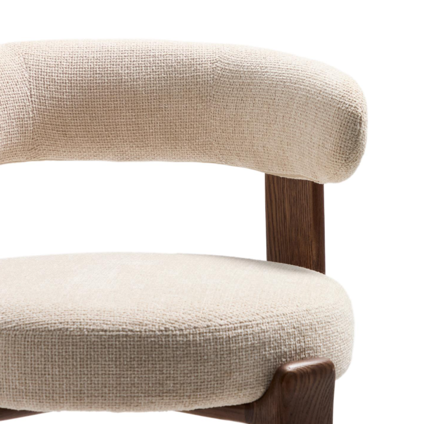 GRANITE beige chenille stool with a dark ash base