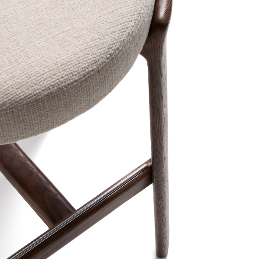 GRANITE beige chenille stool with a dark ash base