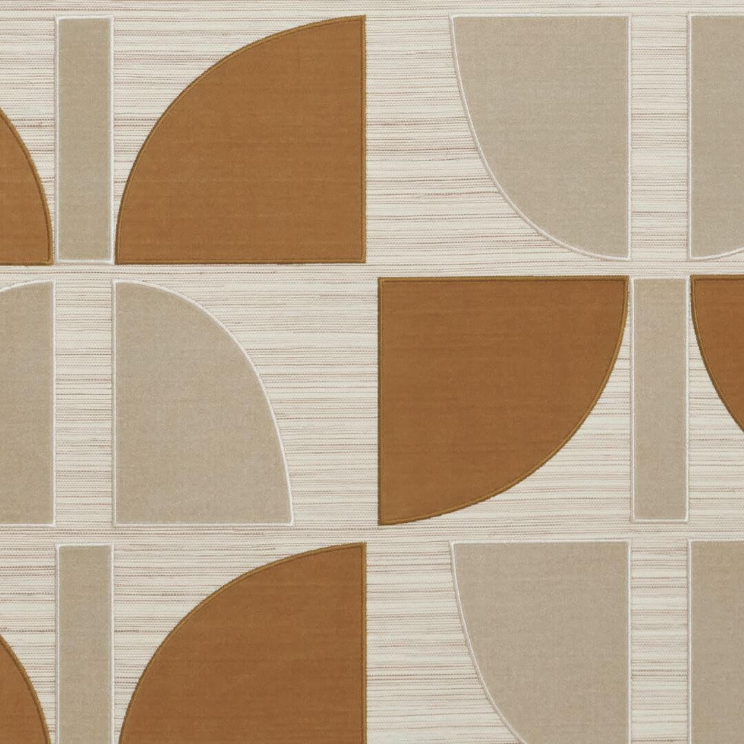 Geweven wandbekleding met geometrisch patroon HIKARI - BEIGE OCRE beige met oranje