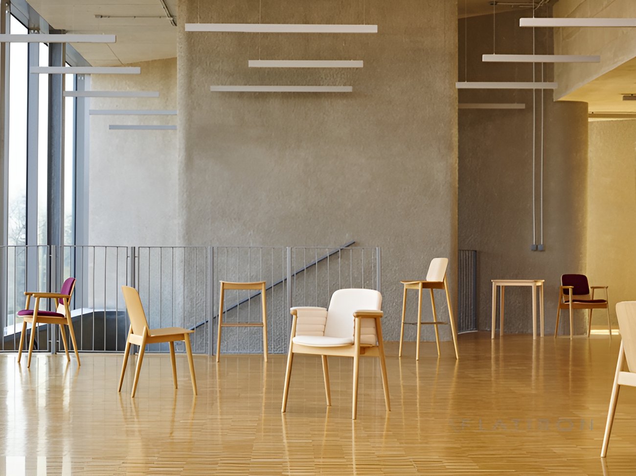 Chair with plugins prop B-4398 upholstered