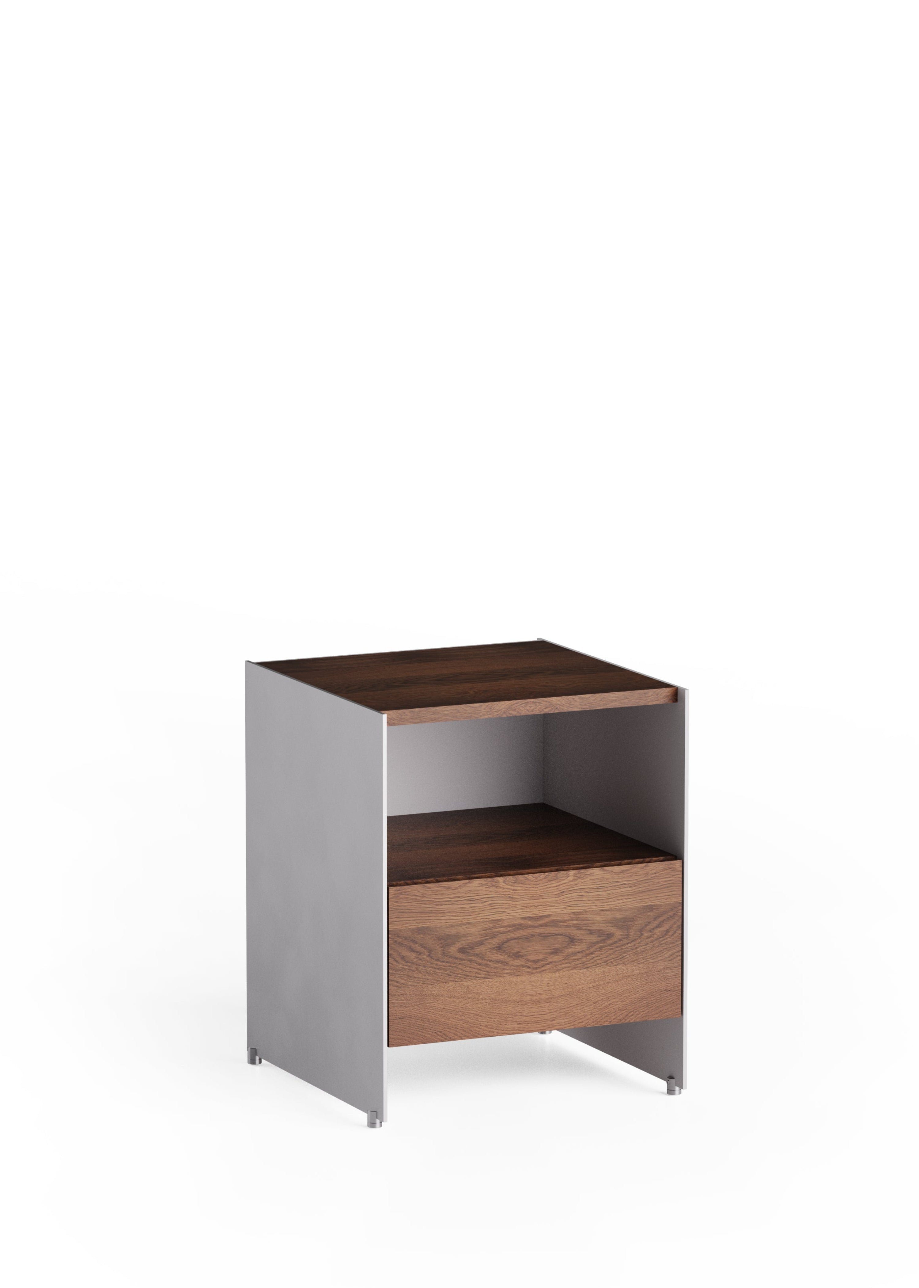 ALOXX 40 kast van donker eikenhout met aluminium afwerking