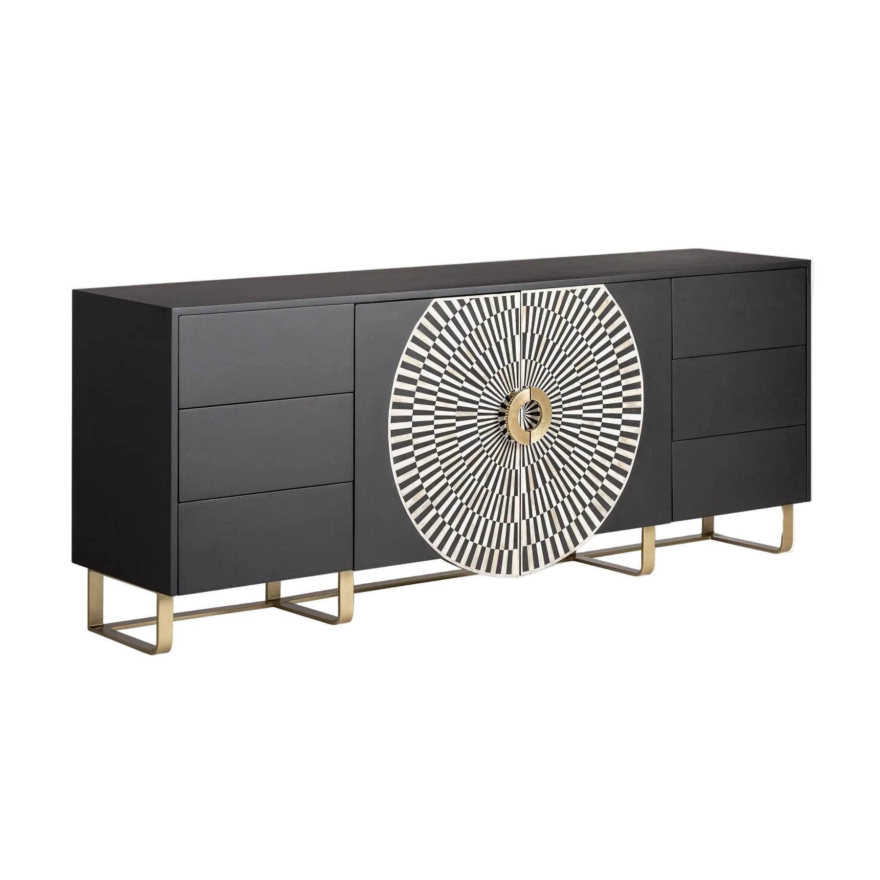 Kommode GATSBY schwarz mit weißem und goldenem Finish
