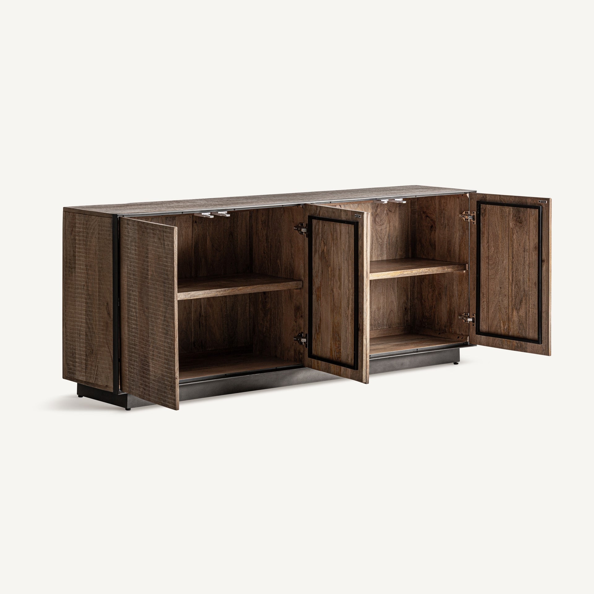 KREFELD commode van mango-hout met ijzeren afwerking