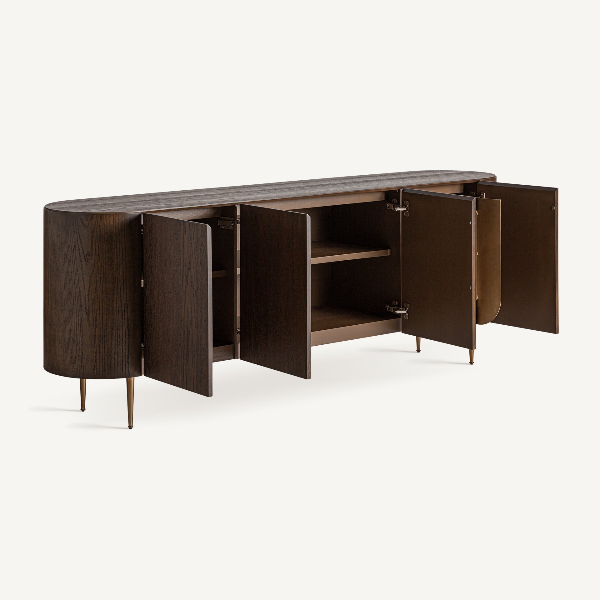 Dressoir TREIGNAC van eikenhout met gouden basis