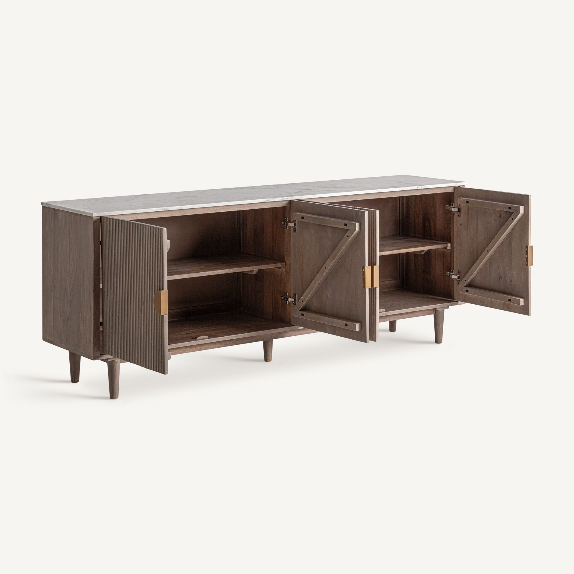 Kommode ZERF mango hout met marmeren blad