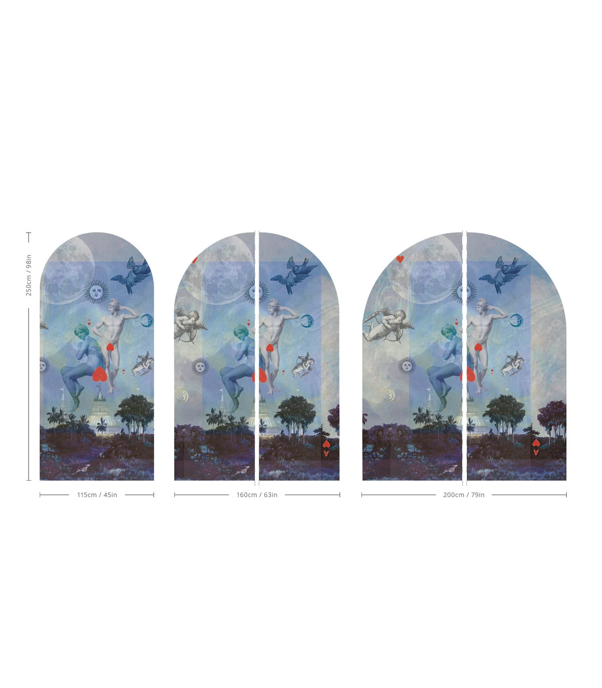 Bovenwand flizelin in boogvorm AMORE blauw