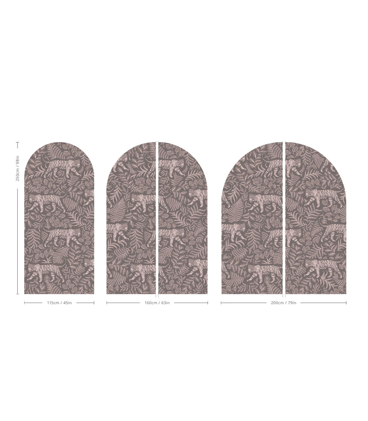 Vliesbehang in boogvorm CAMOUFLAGED TIGER grijs met roze