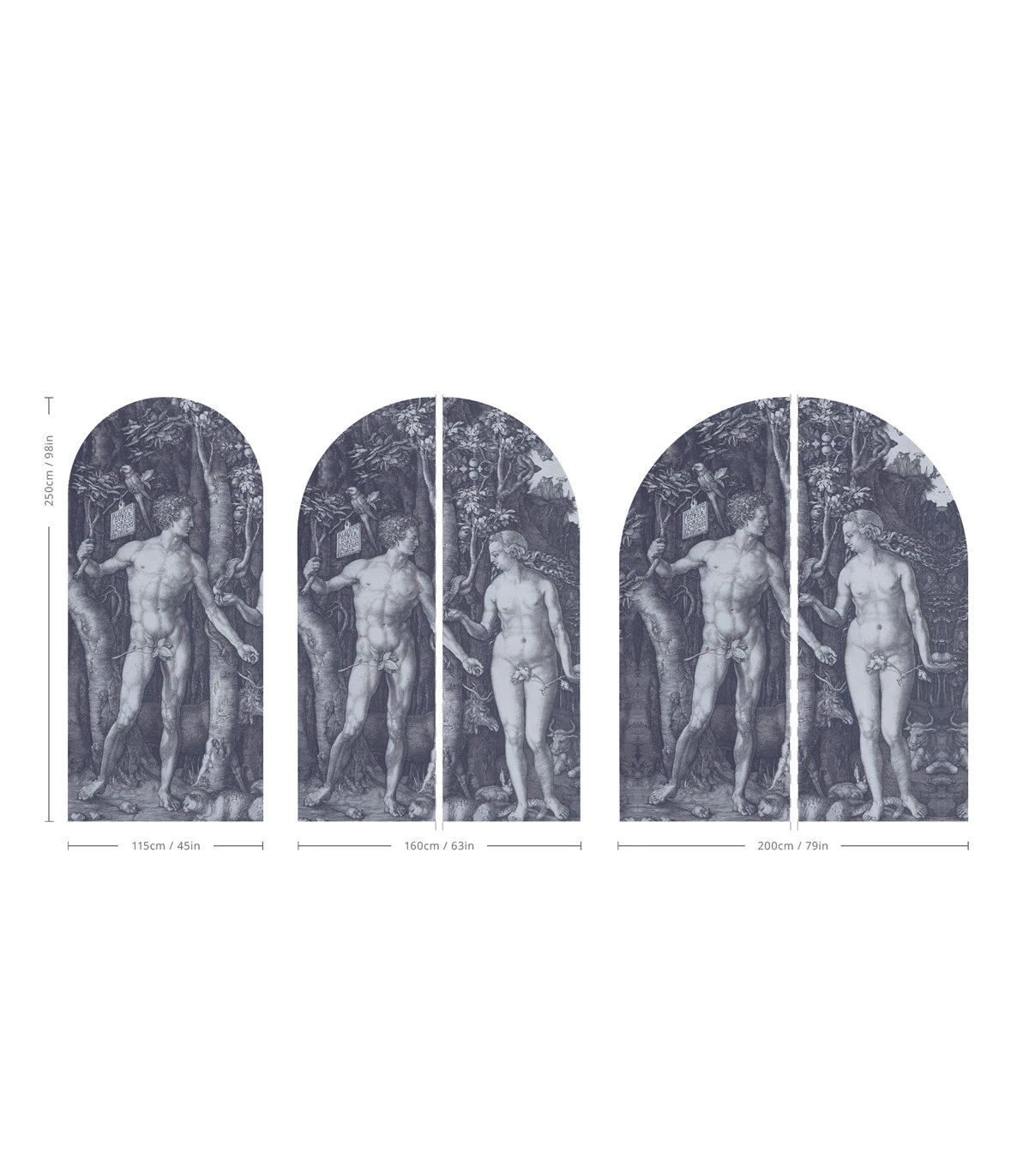 Non-woven arch-shaped mural FORBIDDEN FRUIT gray