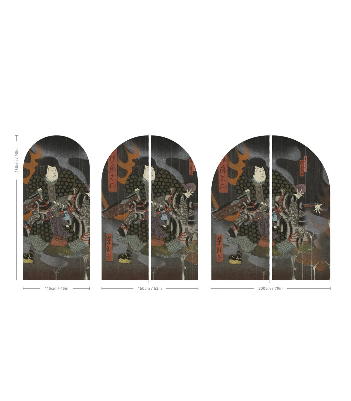 Vliesbehang in boogvorm MIDNIGHT WARRIOR donkergrijs