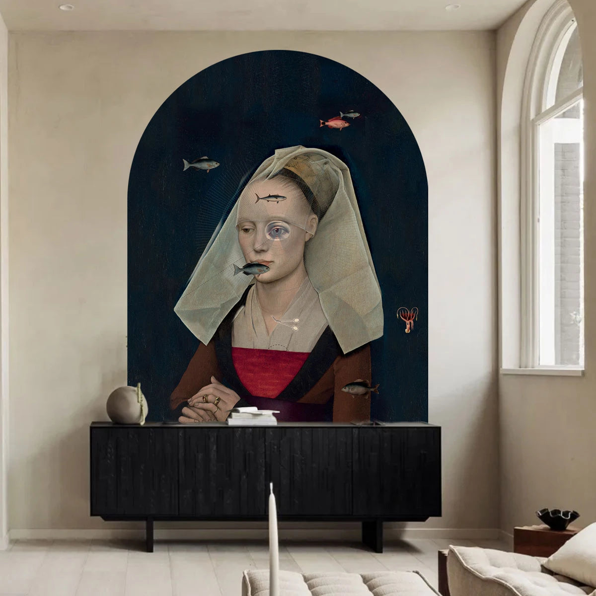 Vliesbehang in boogvorm NORDIC LADY marineblauw