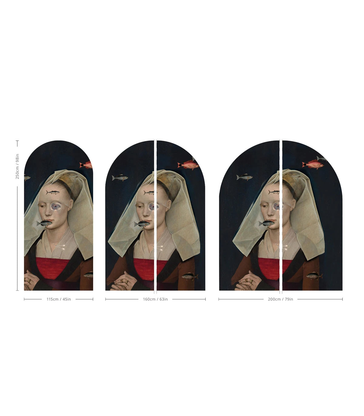 Vliesbehang in boogvorm NORDIC LADY marineblauw