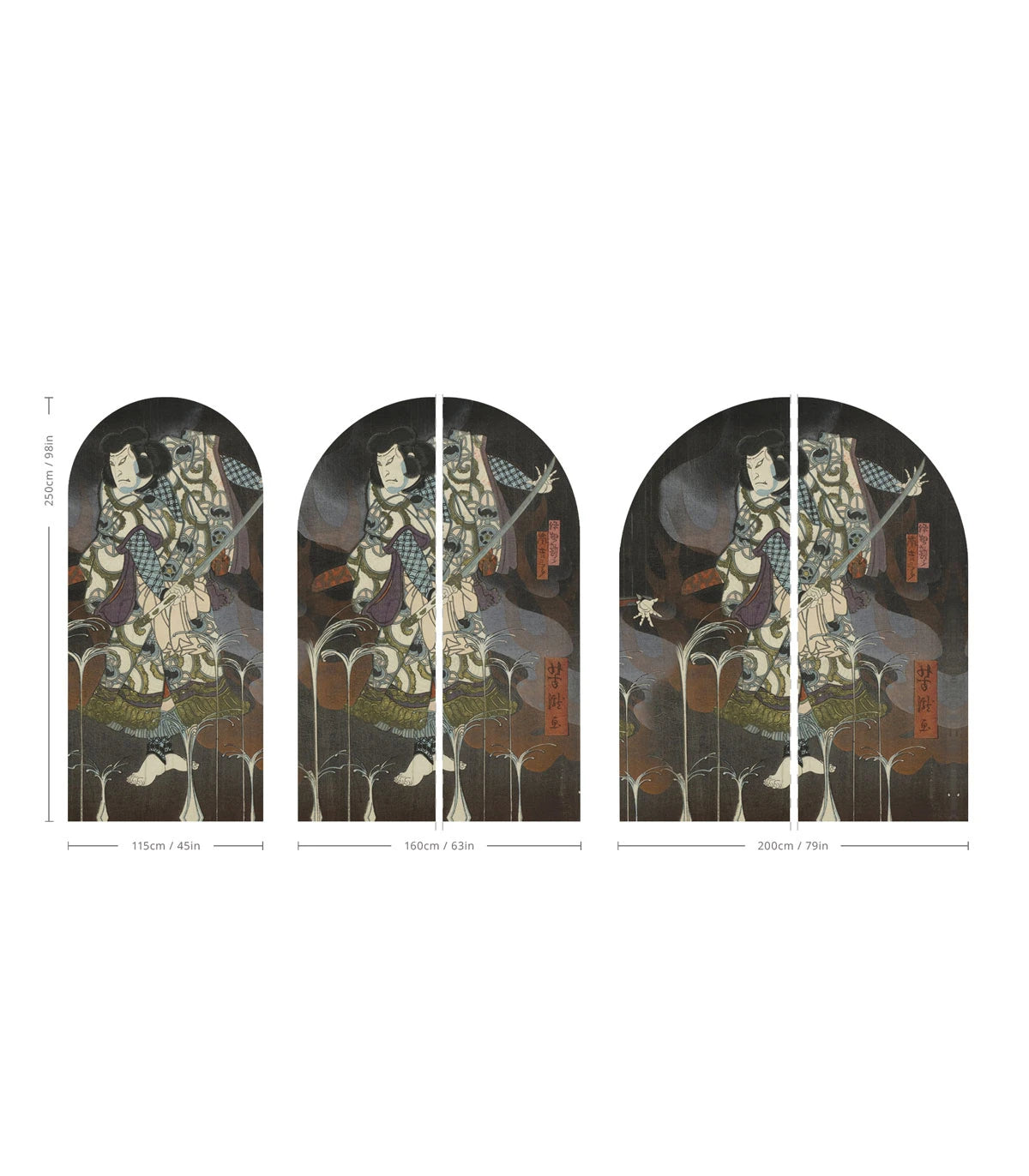 Flizelinwand in boogvorm SHOGUNS SHADOW donkergrijs