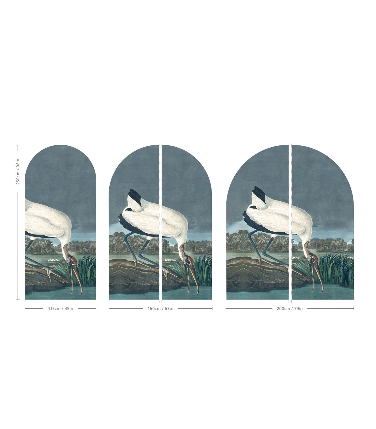 Bogenförmiges Wandbild mit Tiermotiv STORK dunkelblau