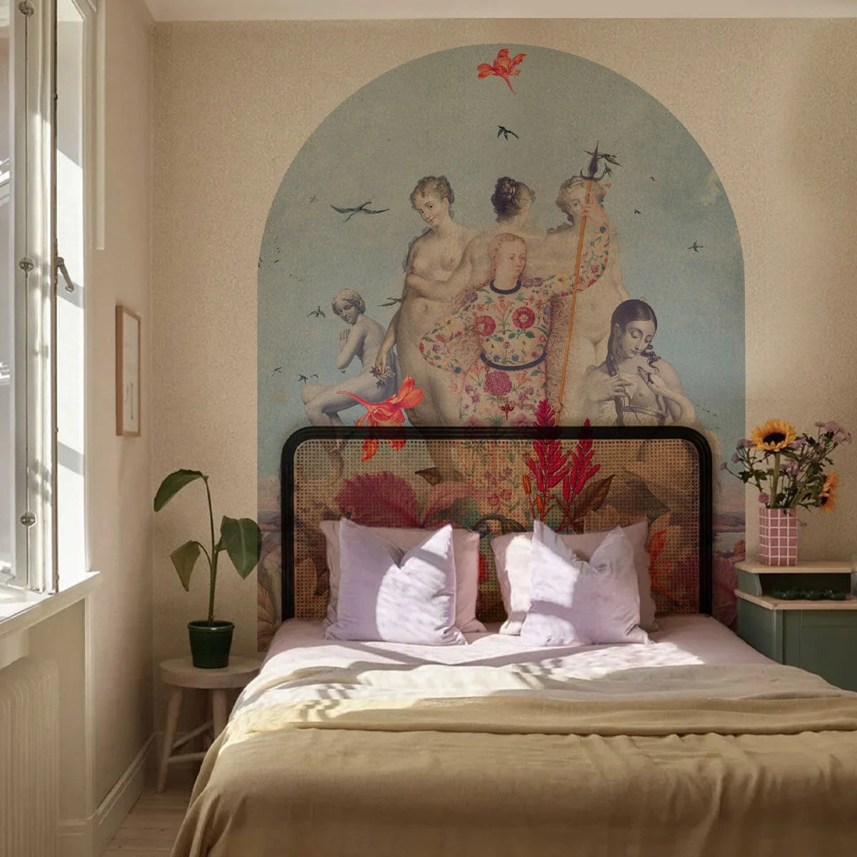 Vliesbehang in boogvorm VROUWENDAG blauw