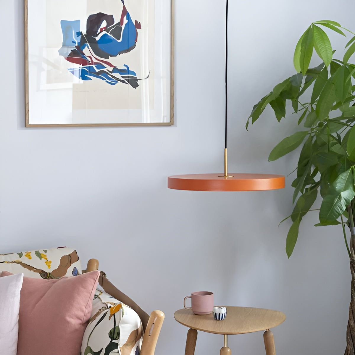 Hanglamp ASTERIA PLUS oranje met gouden inzetstuk