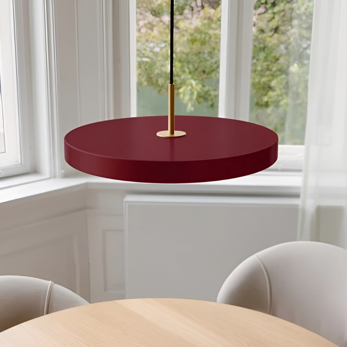 Asteria Plus Burgundy Pendant Lamp with Gold Accent