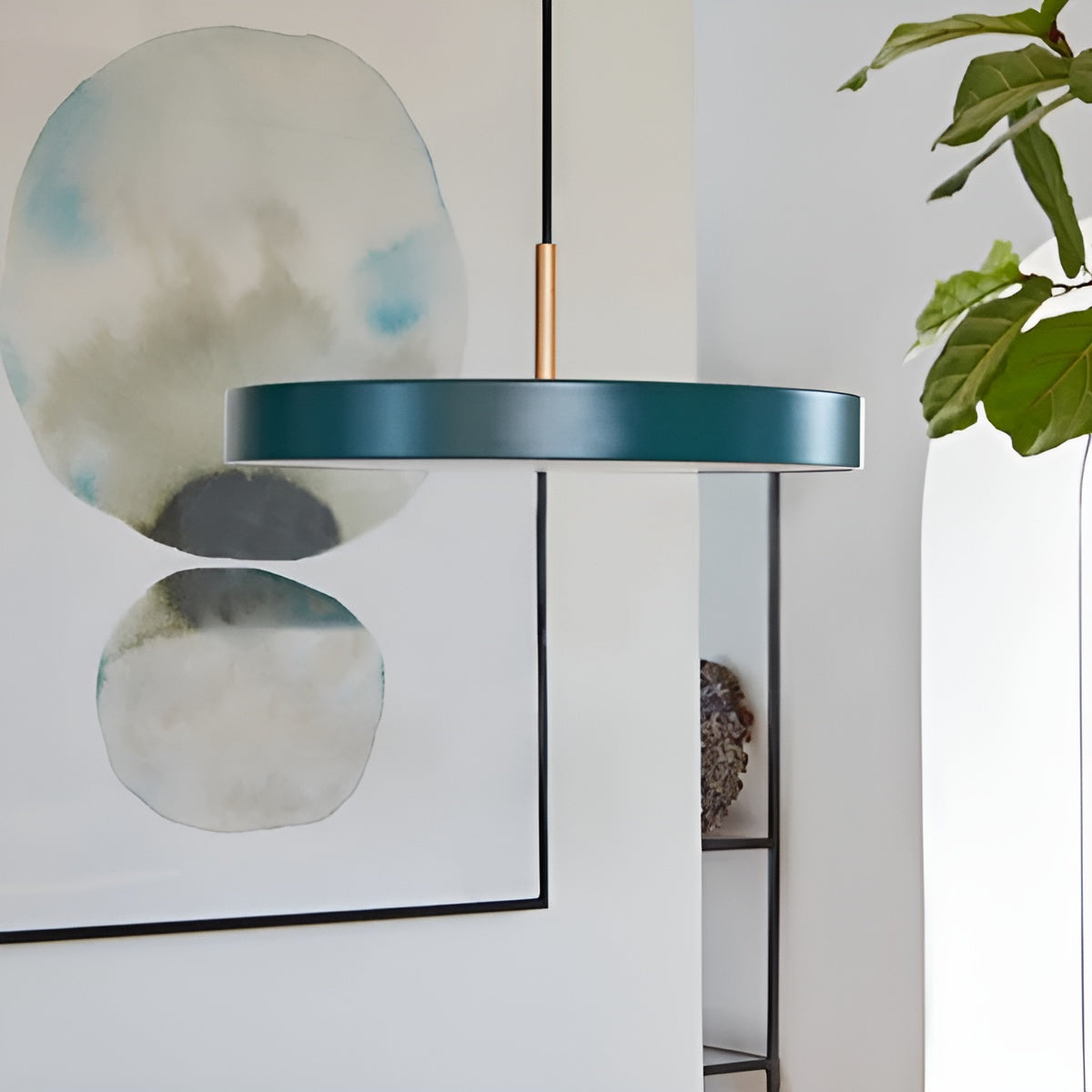 Hanglamp ASTERIA PLUS donkergroen met gouden inzetstuk