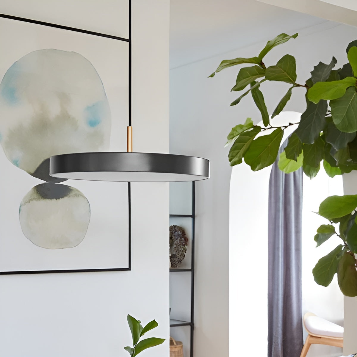 Hanglamp ASTERIA PLUS antraciet met gouden inzetstuk