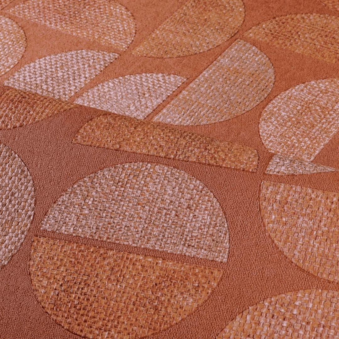 Structural wallpaper imitating raffia with a geometric pattern DUALIS - ORANGE BRÛLÉ orange